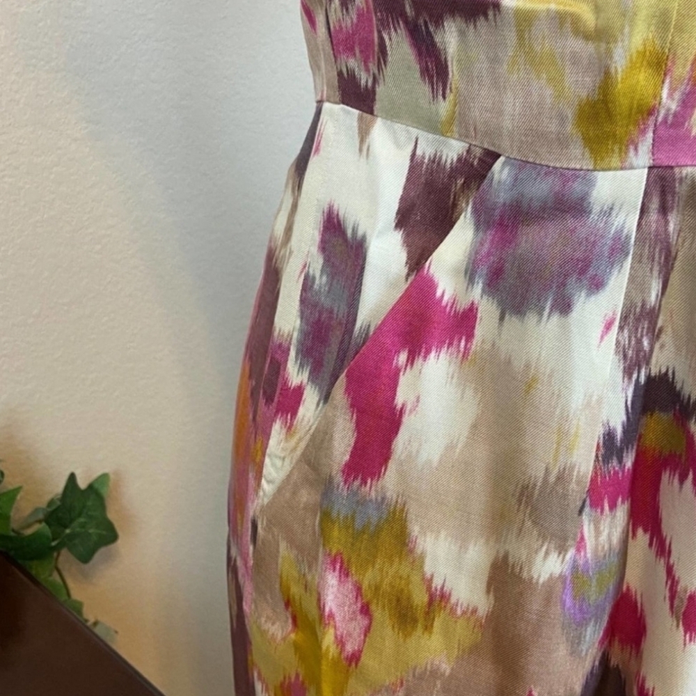 LOFT Flutter Sleeve Cream Pink Print Women's Dress Size 0 - Picture 7 of 14